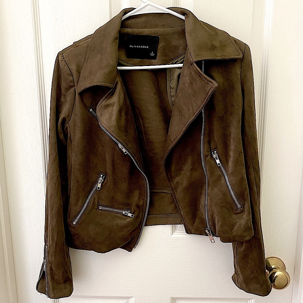 New unused faux brown suede moto jacket from Vici size small